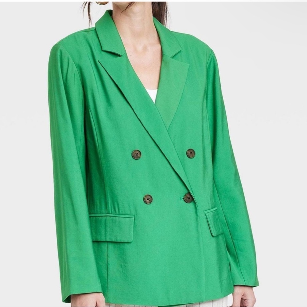 A New Day Green Long Sleeve Button Front Blazer S